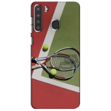 Чехлы с принтом Спортивная тематика для Samsung Galaxy A21 (A215) (Ракетки теннис)