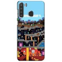 Чохол Майнкрафт на Samsung Galaxy A21 (A215) (AlphaPrint) Minecraft (фон Minecraft)