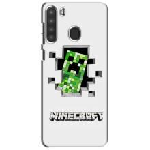 Чохол Майнкрафт на Samsung Galaxy A21 (A215) (AlphaPrint) Minecraft (кріпер Майнкрафт)