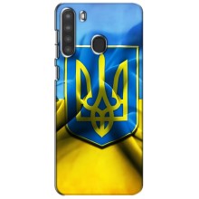 Чехол с картинкой (Патриотический ГЕРБ) на Samsung Galaxy A21 (A215) (Герб и Флаг Украины)