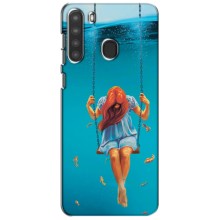 Чехол Стильные девушки на Samsung Galaxy A21 (A215) – Девушка на качели