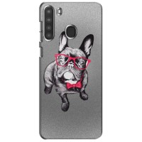 Чехол (ТПУ) Милые собачки для Samsung Galaxy A21 (A215) – Бульдог в очках