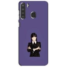 Чохли Венсдей на Samsung Galaxy A21 (A215) Уенсдей (AlphaPrint) (Венздей у чорному)