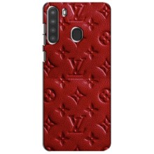 Текстурный Чехол Louis Vuitton для Самсунг А21 – Красный ЛВ