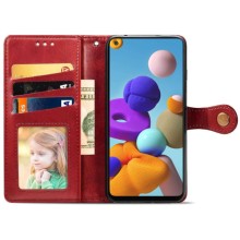 Кожаный чехол-книжка GETMAN Gallant (PU) для Samsung Galaxy A21s – Красный