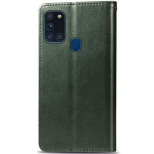 Кожаный чехол-книжка GETMAN Gallant (PU) для Samsung Galaxy A21s – Зеленый