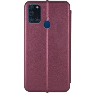 Кожаный чехол-книжка Classy для Samsung Galaxy A21s – Бордовый