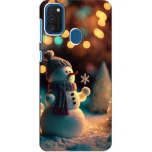 Чехлы на Новый Год Samsung Galaxy A21s – Снеговик праздничный