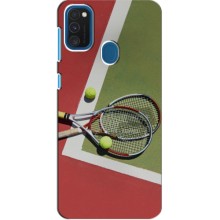 Чехлы с принтом Спортивная тематика для Samsung Galaxy A21s (Ракетки теннис)