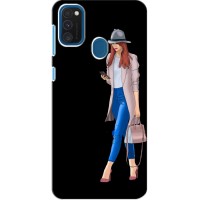 Чехол с картинкой Модные Девчонки Samsung Galaxy A21s – Девушка со смартфоном