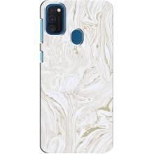 Мраморный чехол на Samsung Galaxy A21s (VPrint) – Белый мрамор