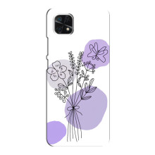 Силиконовый чехол с принтом в цветах на Samsung Galaxy A22 5G (Фиолетовый букет)