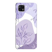 Силиконовый чехол с принтом в цветах на Samsung Galaxy A22 5G (Фиолетовый дизайн)
