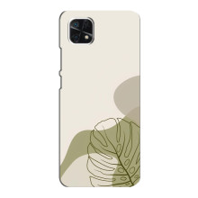 Силиконовый чехол с принтом в цветах на Samsung Galaxy A22 5G (Монстера зелёная)