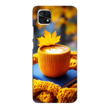Чехол с уникальным дизайном «Осень с кофе» для Samsung Galaxy A22 5G – Кофе с жёлтым