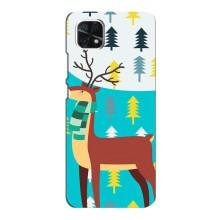 Силиконовый бампер с картинкой животных для Samsung Galaxy A22 5G (Олень с шарфом)