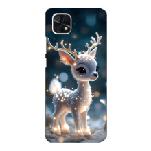 Яркий чехол для Samsung Galaxy A22 5G с Зимними Оленятами – Блистающий оленёнок