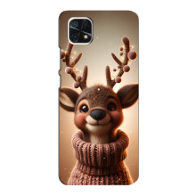 Яркий чехол для Samsung Galaxy A22 5G с Зимними Оленятами – Олень в свитере