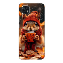 Печатный чехол «Зверята с кофе» для Samsung Galaxy A22 5G – Белка с кофе