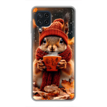 Печатный чехол «Зверята с кофе» для Samsung Galaxy A22 – Белка с кофе