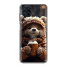Печатный чехол «Зверята с кофе» для Samsung Galaxy A22 – Мишка с кофе