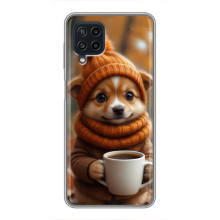 Печатный чехол «Зверята с кофе» для Samsung Galaxy A22 – Песик с кофе