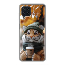 Печатный чехол «Зверята с кофе» для Samsung Galaxy A22 – Тигр с кофе