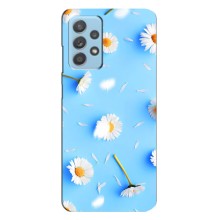 Чехол с Цветами для Samsung Galaxy A23 (ромашки на голубом)
