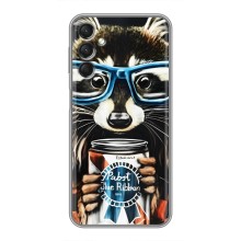 Силиконовый Чехол с Енотами на Samsung Galaxy A24 (Енот в очках)