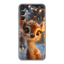 Яркий чехол для Samsung Galaxy A24 с Зимними Оленятами – Оленёнок среди гирлянд