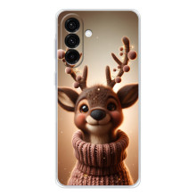 Яркий чехол для Samsung Galaxy A27 с Зимними Оленятами (Олень в свитере)