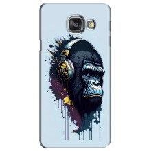 Чехол с Обезьянами Samsung Galaxy A3 2016 / A3100 / A310F - (AlphaPrint) – Горилла в наушниках