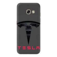 Силиконовый бампер с картинкой машины на Samsung Galaxy A3 2017 / A320 / A320F – Logo TESLA