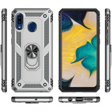 Ударопрочный чехол Serge Ring for Magnet для Samsung Galaxy A20 / A30 – Серебряный