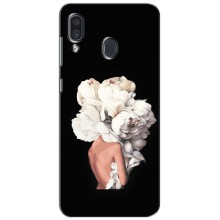 Чехлы (ART) Цветы на Samsung Galaxy A30 2019 (A305F) (VPrint) (Белые цветы)