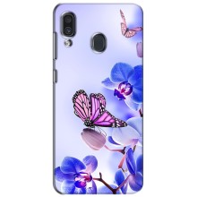 Чехлы с Цветами для Samsung Galaxy A30 2019 (A305F) (VPrint) (Бабочка на цветочке)