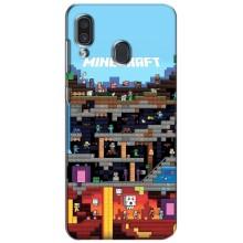 Чохол Майнкрафт на Samsung Galaxy A30 2019 (A305F) (AlphaPrint) Minecraft (фон Minecraft)