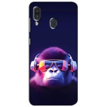 Чехол с Обезьянами Samsung Galaxy A30 2019 (A305F) - (AlphaPrint) (Стильная обезьяна)