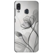 Чохол з квітковим принтом на Самсунг Ґелексі А30 2019 (А305Ф) (Чорні квіти)