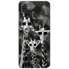 Силіконовий чохол з КАРТИНКАМИ літо для Samsung Galaxy A30 2019 (A305F) (AlphaPrint) (Жирафи в окулярах)