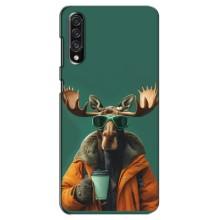 Чохол з принтом стильні тварини для Самсунг Галаксі А30с (А307) – Лось з кавою