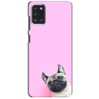 Бампер для Samsung Galaxy A31 (A315) с картинкой "Песики" (Собака на розовом)