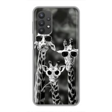 Силиконовый чехол с КАРТИНКАМИ лето для Samsung Galaxy A32 (5G) (AlphaPrint) (Жирафы в очках)