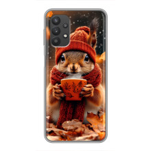 Печатный чехол «Зверята с кофе» для Samsung Galaxy A32 (5G) – Белка с кофе