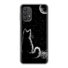 Чехол с принтом для Samsung Galaxy A32 (AlphaPrint) Модные коты (Котик и луна)