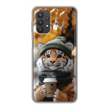 Друкований чохол 'Звірята з кавою' для Samsung Galaxy A32 – Тигр з кавою