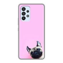 Бампер для Samsung Galaxy A33 (5G) с картинкой "Песики" (Собака на розовом)