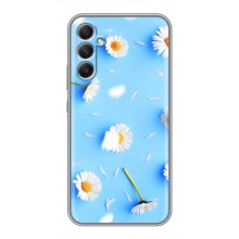 Чехол с Цветами для Samsung Galaxy A34 (ромашки на голубом)