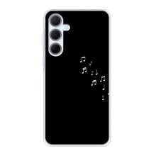 Чехол с картинками на черном фоне для Samsung Galaxy A35 (5G) (Ноты)