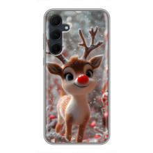 Яркий чехол для Samsung Galaxy A35 (5G) с Зимними Оленятами – Олень с носом